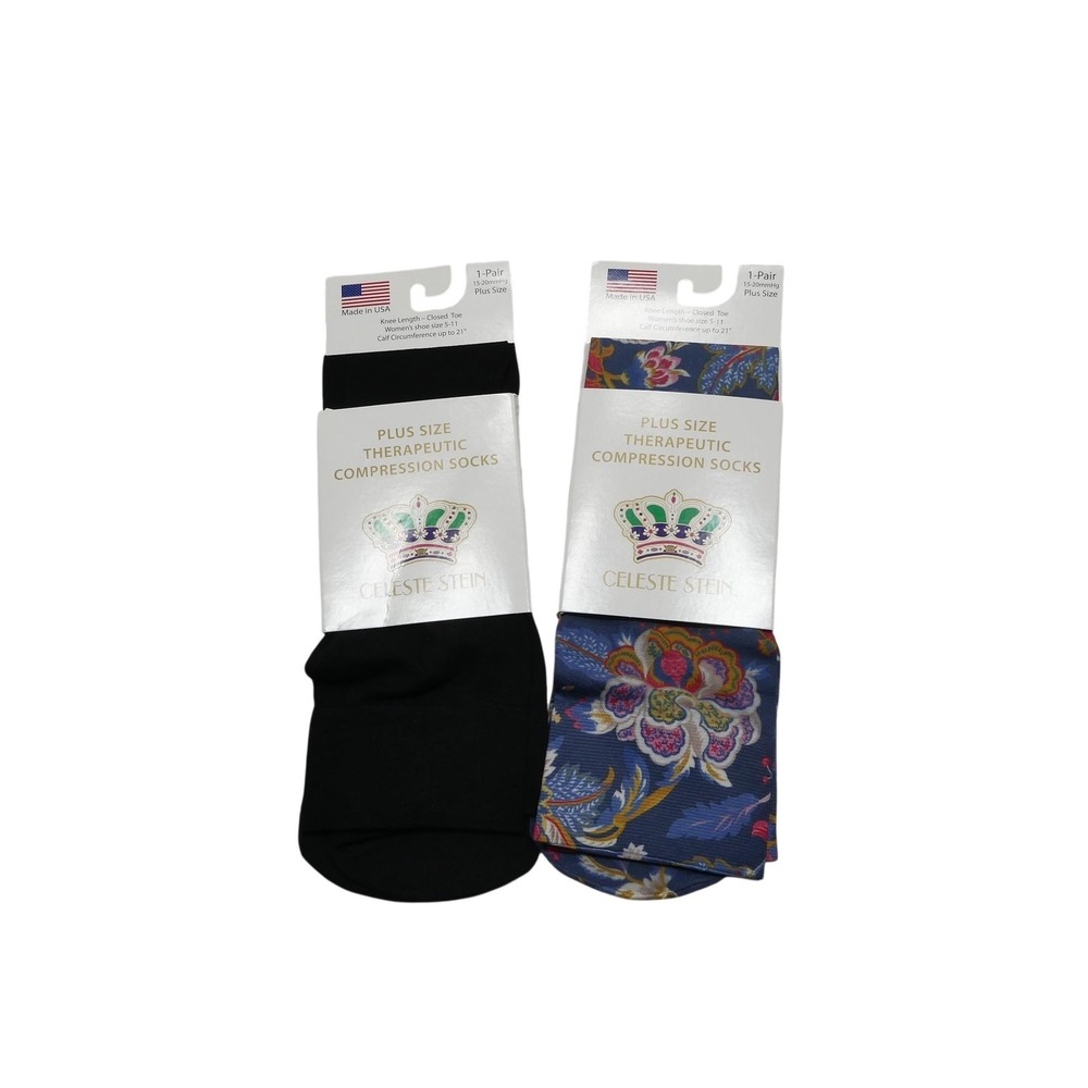 Celeste Stein Therapeutic Compression Socks‎ Womens One Size Multicolor 2 Pair
